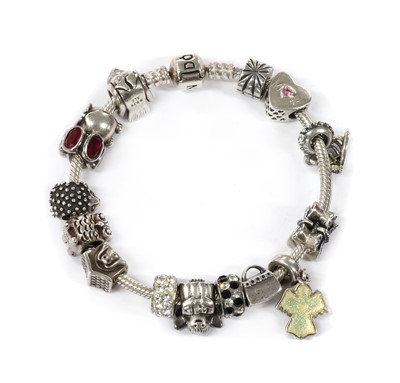 Lot 1330 - A sterling silver Pandora bracelet