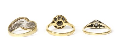 Lot 1190 - Three gold diamond set rings