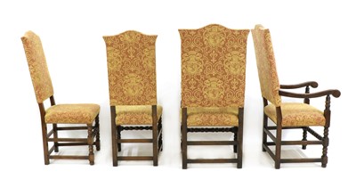 Lot 287 - A set of ten oak framed high back chairs