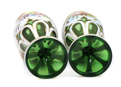 Lot 186 - A pair of late 19th century Bohemian enamelled glass vases
