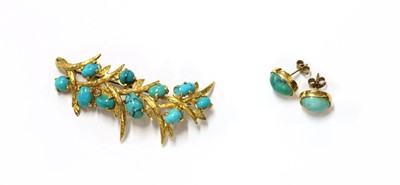 Lot 1276 - An Egyptian gold turquoise spray brooch
