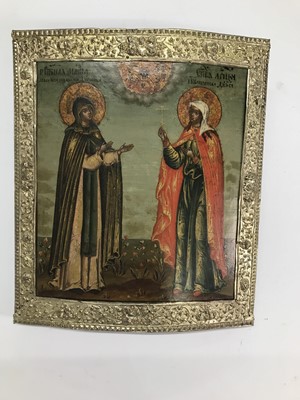 Lot 5 - An icon of two female saints