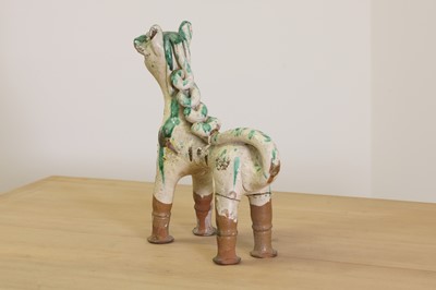 Lot 515 - A Turkish pottery aquamanile in the form of a lion