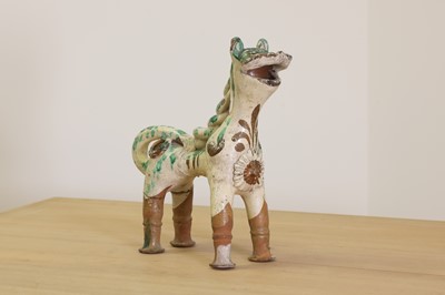 Lot 515 - A Turkish pottery aquamanile in the form of a lion