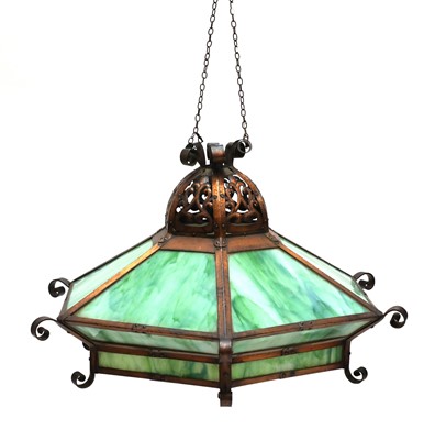 Lot 93 - An American Arts and Crafts copper ceiling light