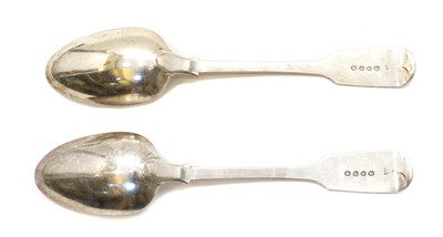 Lot 10 - A pair of Victorian silver fiddle pattern table spoons
