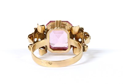 Lot 1229 - A Continental gold synthetic corundum and diamond ring