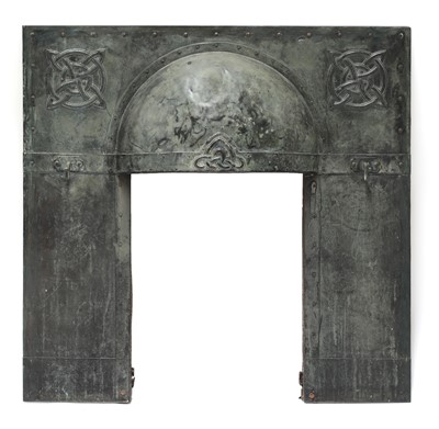 Lot 41 - An Arts and Crafts verdigris patinated fireplace insert
