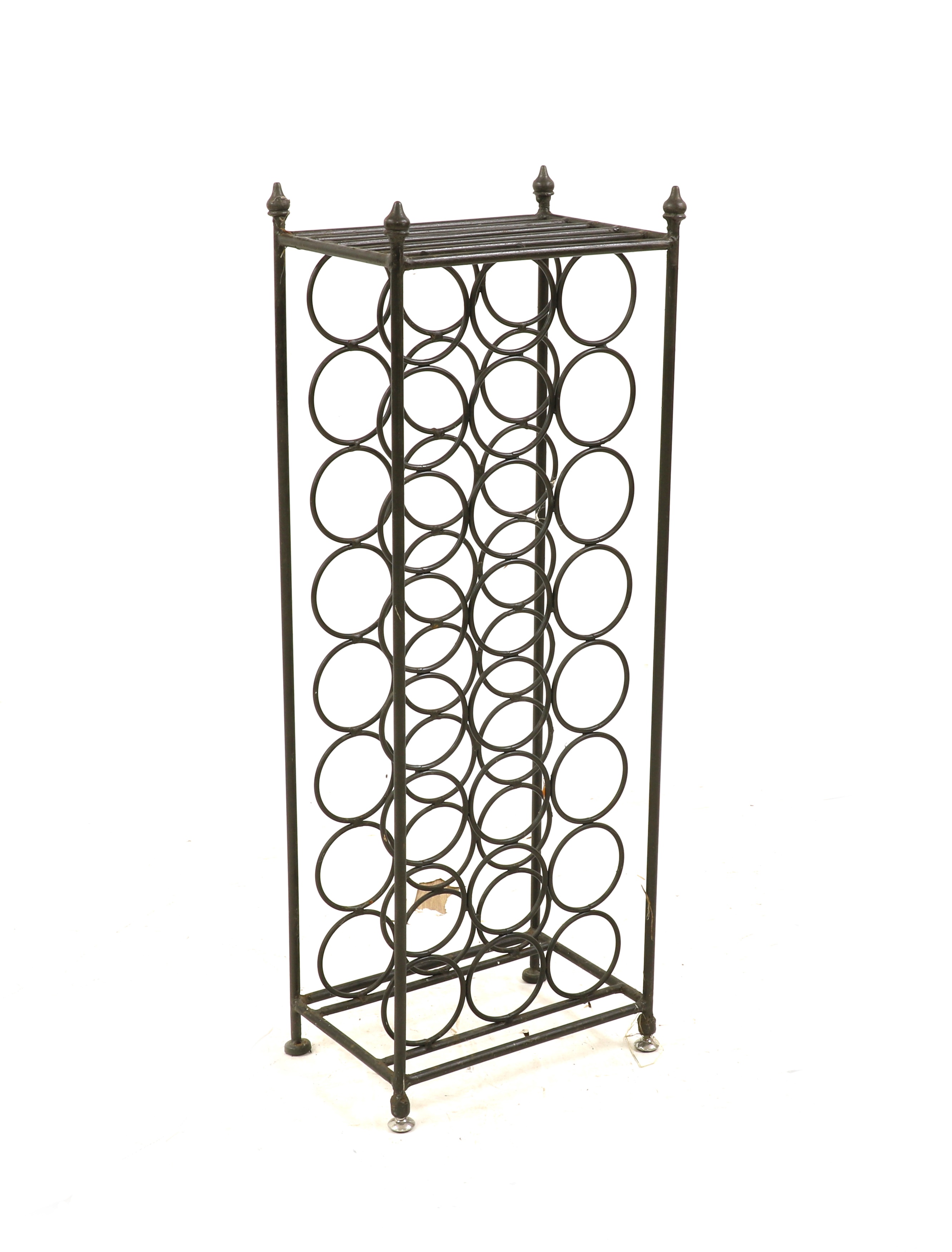 Lot 286 A cast iron floor standing wine rack,