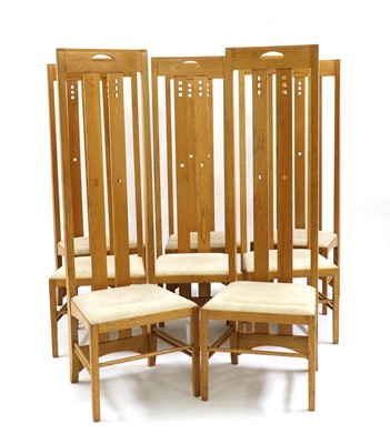 Lot 62 - A set of eight high-backed 'Ingram' oak dining chairs
