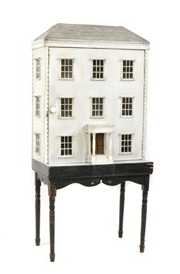 Lot 340 - A late Regency painted wood doll's house and contents