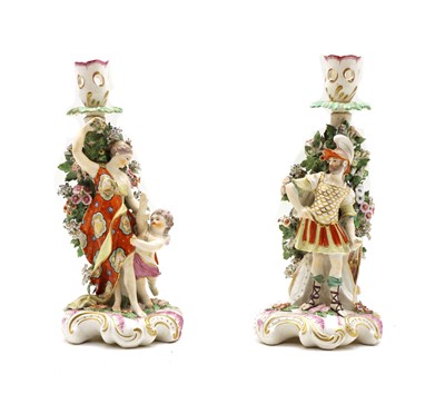 Lot 281A - A pair of Derby candlestick porcelain figures