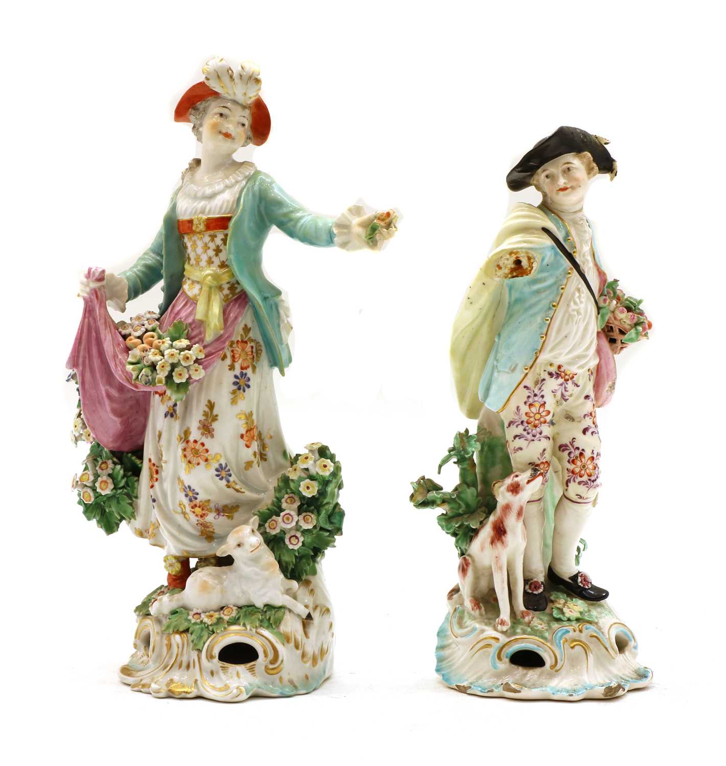 Lot 109 - A pair of Derby shepherd and shepherdess porcelain figures