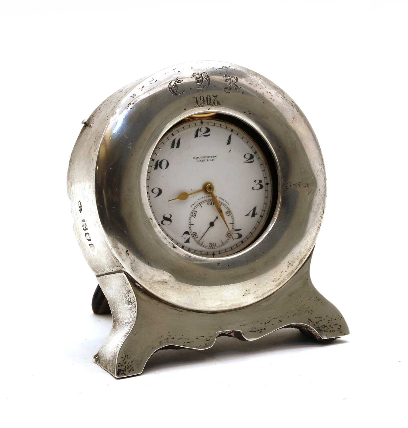 Lot 18 - A gentleman's pocket watch in a silver mounted velvet case