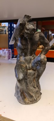 Lot 180 - A Grand Tour type bronze statue of a nude male seated on a tree stump