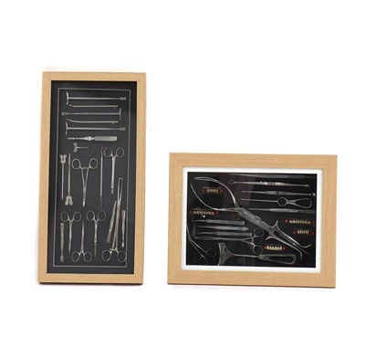 Lot 174 - Three framed and glazed collections of dental/surgical instruments