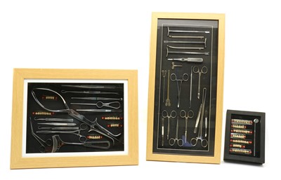 Lot 174 - Three framed and glazed collections of dental/surgical instruments