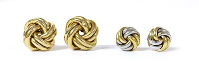 Lot 1394 - A pair of 9ct gold knot stud earrings