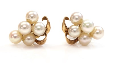 Lot 306 - A pair of cultured pearl cluster earrings