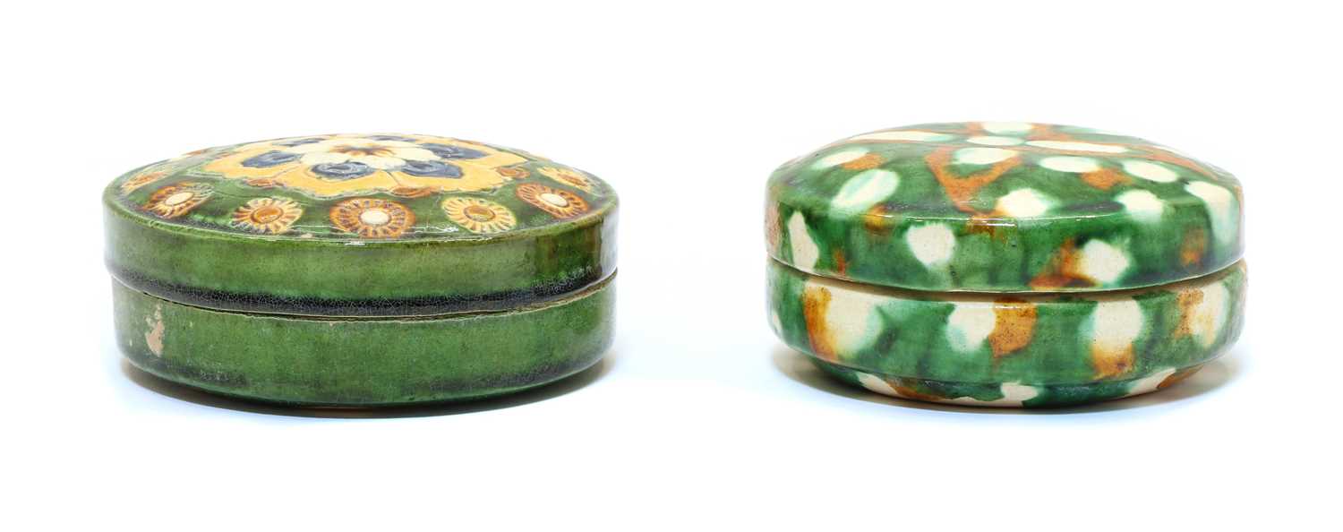Lot 93 - Two Chinese sancai-glazed earthenware boxes