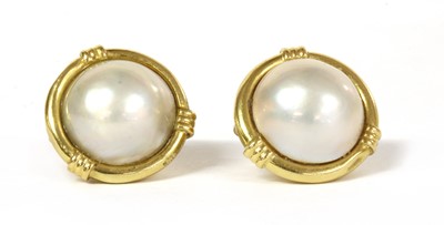 Lot 152 - A pair of gold mabé pearl earrings