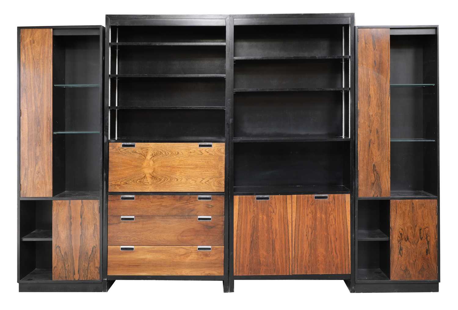 Lot 639 - A modular set of four rosewood and ebonised bookcases