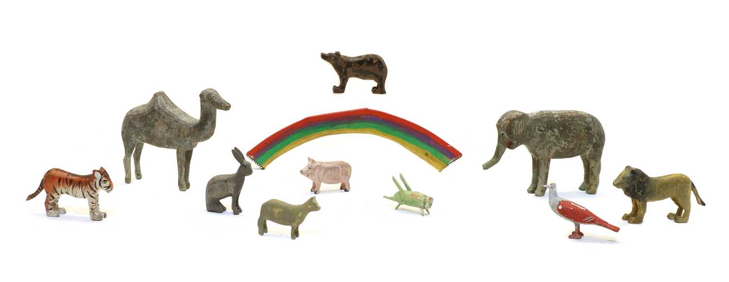 Lot 56 - A large collection of wooden Noah's Ark animals