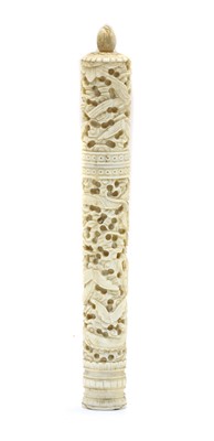 Lot 106 - A Chinese ivory bodkin case