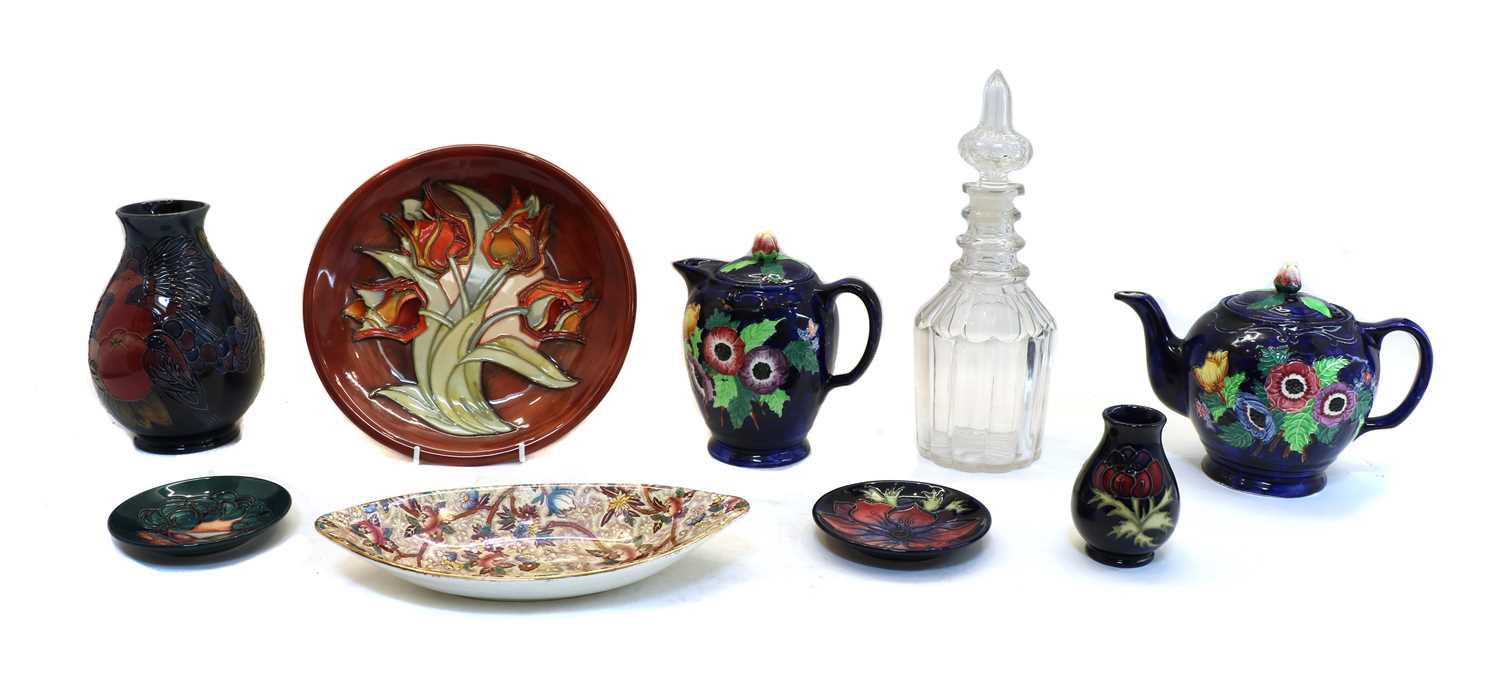 Lot 97 - A Moorcroft ‘Finches’ pattern pottery vase