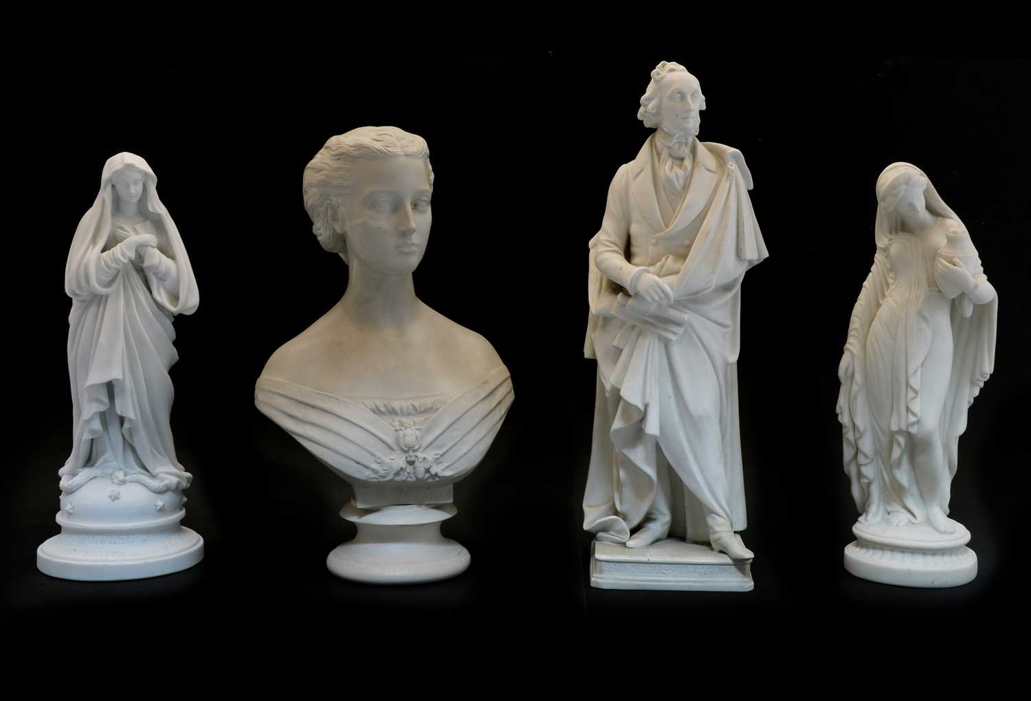 Lot 195 - A collection of Parian ware figures