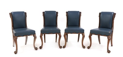 Lot 398 - A set of four Victorian limed oak dining chairs