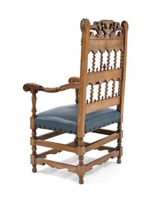 Lot 417 - A 19th century limed oak throne chair