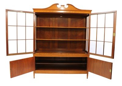 Lot 290 - Edwardian satinwood and rosewood strung display cabinet by Hampton & Sons
