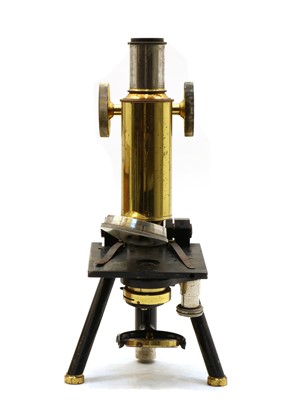 Lot 216 - A mahogany cased brass compound microscope