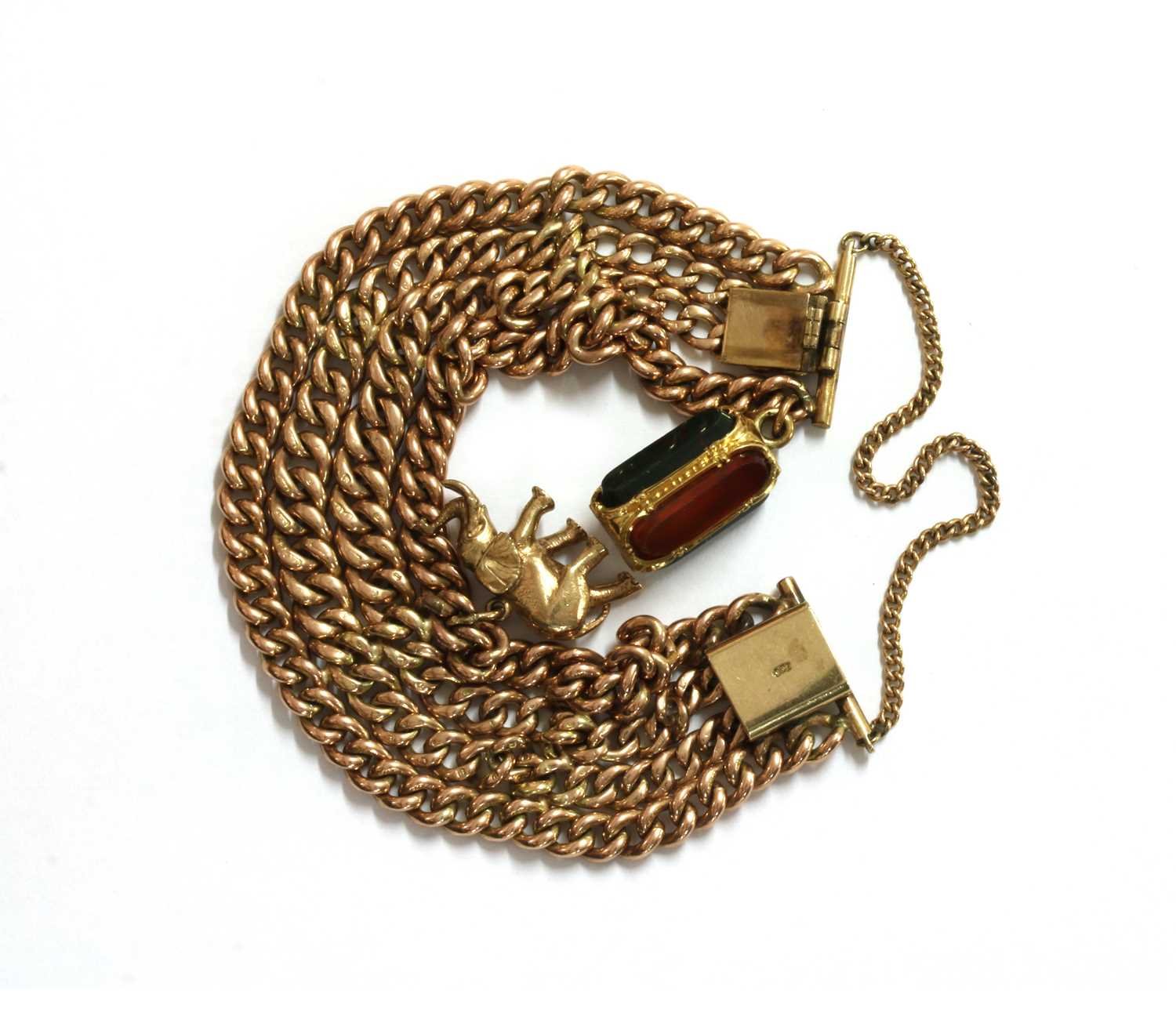 Lot 62 - A gold four row curb bracelet