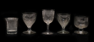 Lot 188 - A near pair of engraved glass rummers
