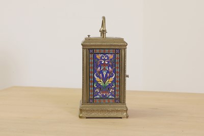 Lot 227 - A French brass and enamel cased carriage clock