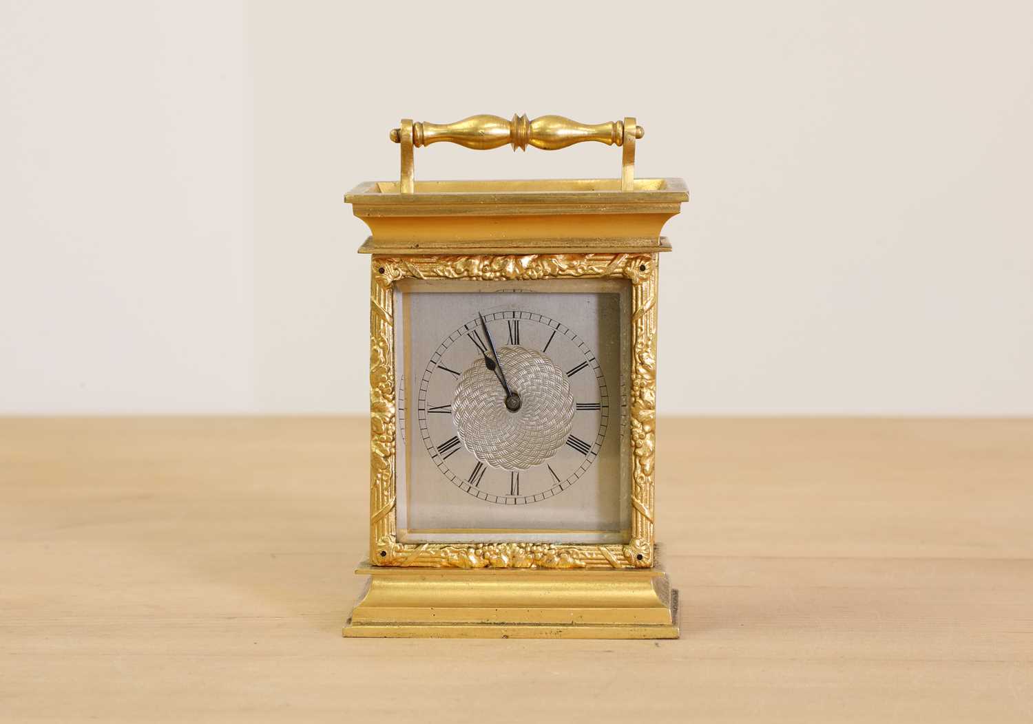 Lot 224 - An English brass carriage clock
