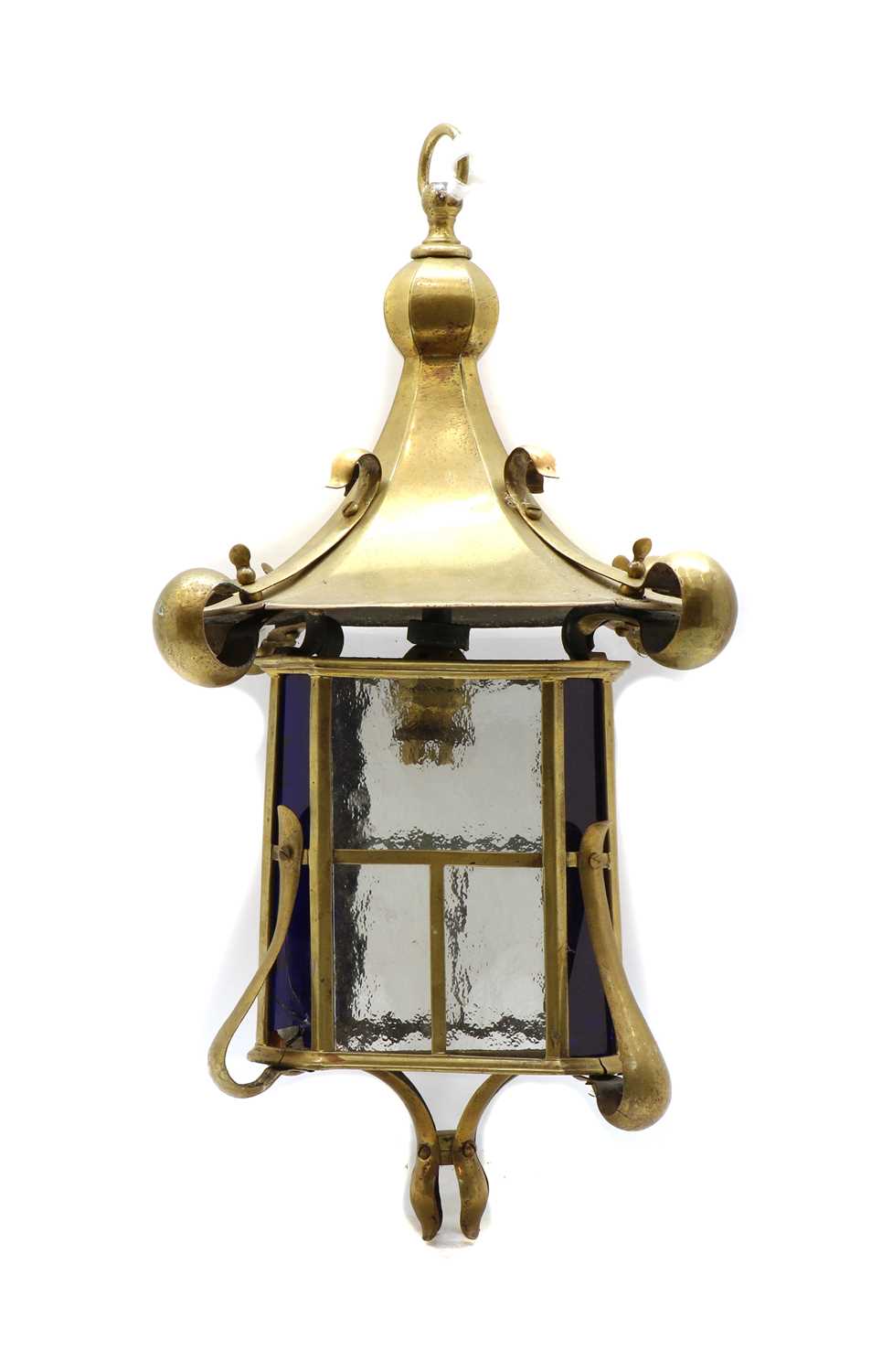 Lot 154 - An Art Nouveau brass porch or hall lantern