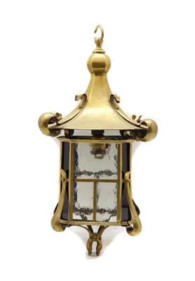 Lot 154 - An Art Nouveau brass porch or hall lantern