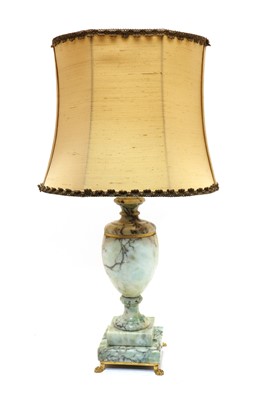Lot 242 - A veined white marble table lamp of urn form