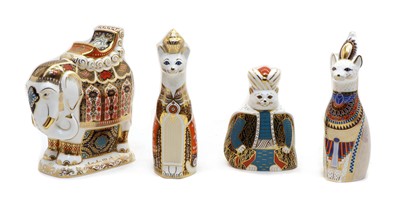 Lot 283 - Three Crown Derby model cats