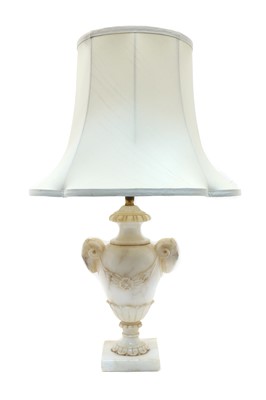 Lot 240 - A white hardstone table lamp of classical urn form