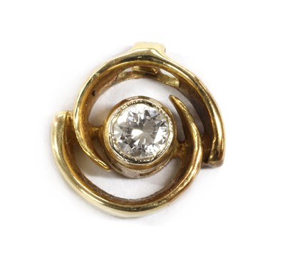 Lot 1172 - A gold single stone diamond pendant