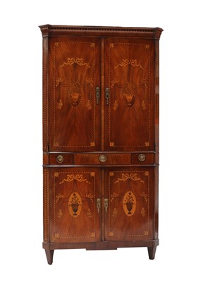 Lot 340 - A Continental inlaid mahogany standing corner cabinet