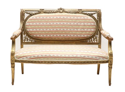 Lot 478 - A Louis XVI style giltwood settee