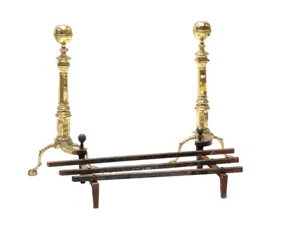 Lot 337 - A pair of brass fire dogs
