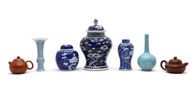 Lot 266 - Three Chinese blue and white vases