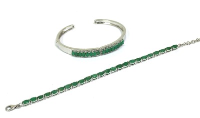 Lot 270 - A silver emerald set bracelet