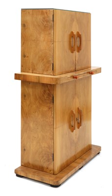 Lot 190 - An Art Deco walnut two-part cocktail cabinet